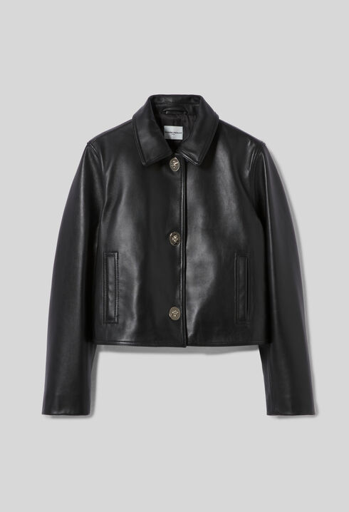 Veste courte cuir noir
