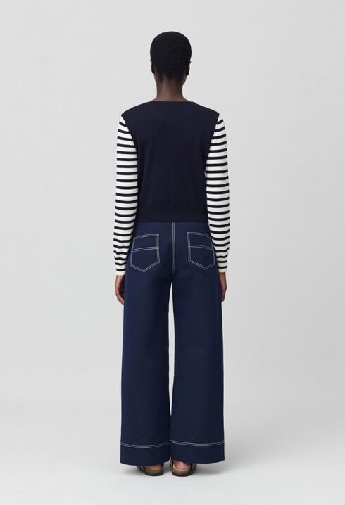 Kurzer Marinière-Pullover