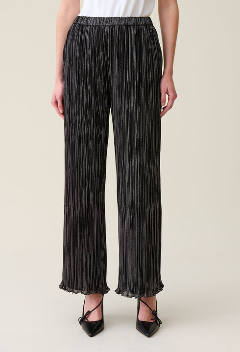 Silberne plissierte Hose