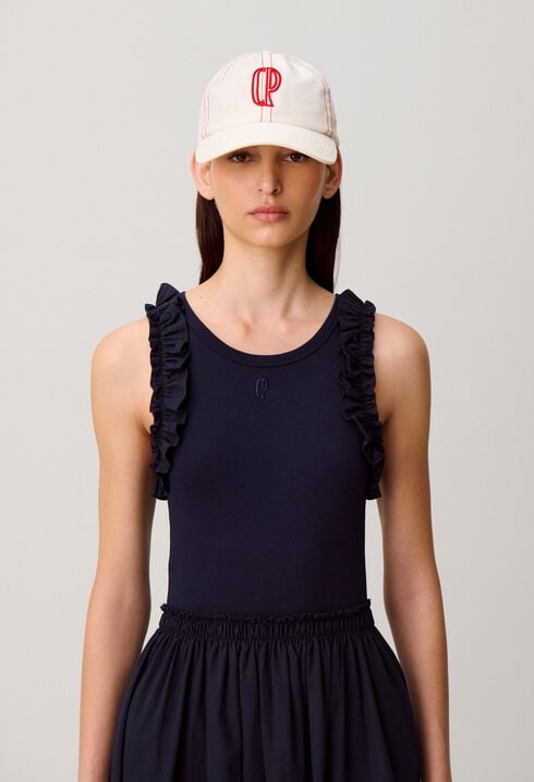 Bi-material cotton dress