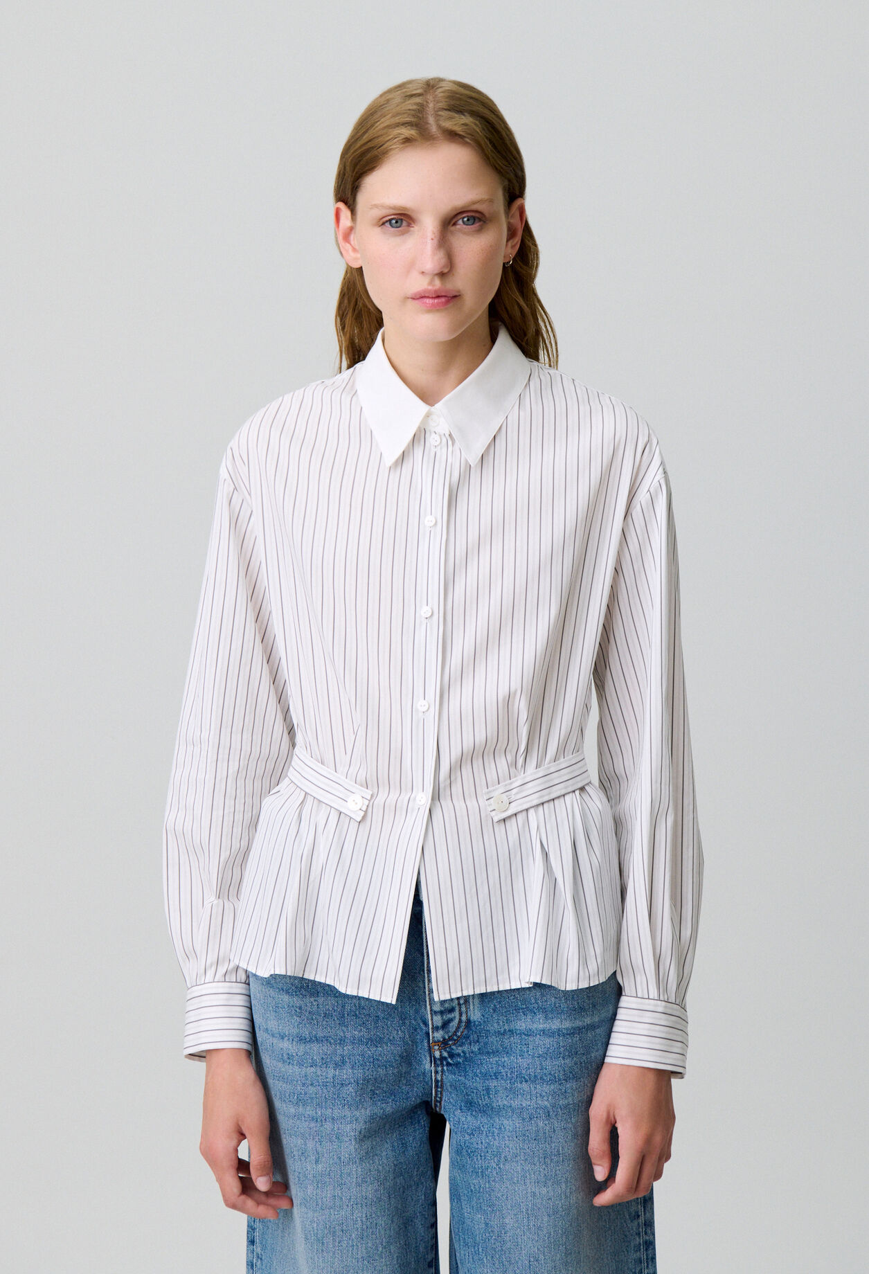 Striped poplin shirt