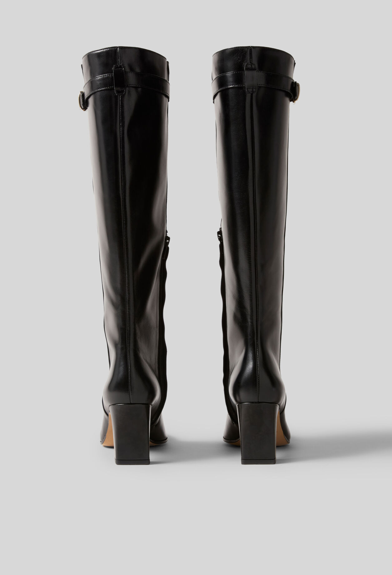 High smooth waxed leather boots