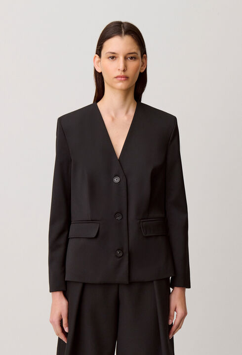 Veste tailleur laine m&eacute;lang&eacute;e
