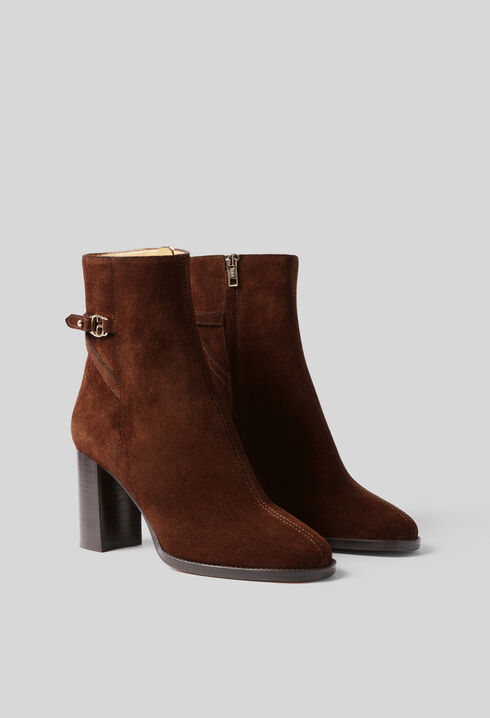 Bottines &agrave; talons cuir su&egrave;de
