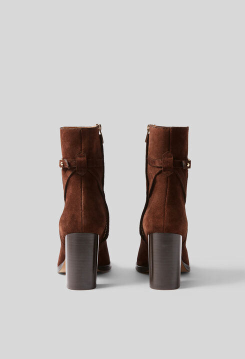 Bottines &agrave; talons cuir su&egrave;de